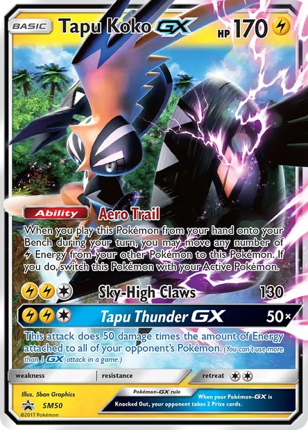 Tapu Koko GX, Pokémon card SM 50 — SM Black Star Promos set
