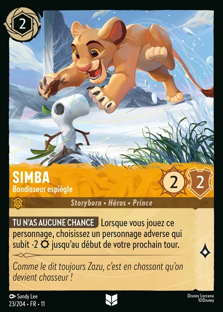 Simba - Bondisseur espiègle, carte Disney Lorcana CH11-023 — extension Givresort