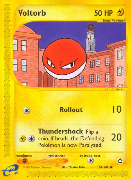 Voltorb, Pokémon card AQ 64 — Aquapolis set