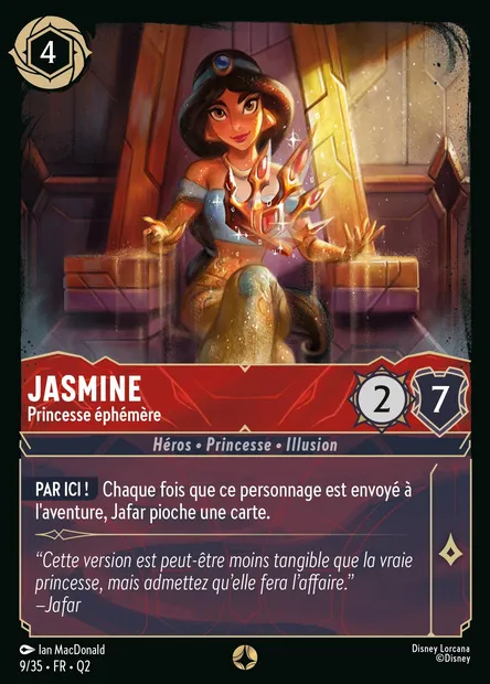 Jasmine - Princesse éphémère, carte Disney Lorcana Q2-009 — extension Quête des Illumineurs: Vol au palais