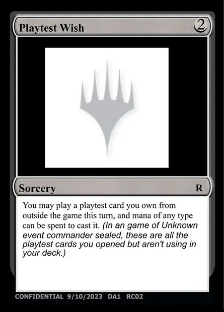 Playtest Wish, carte Magic UNK RC02 — extension Unknown Event