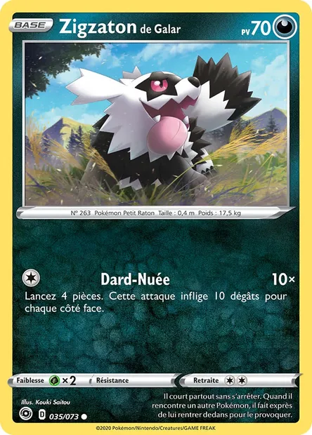Zigzaton de Galar, carte Pokémon CPA 35 — extension La Voie du Maître