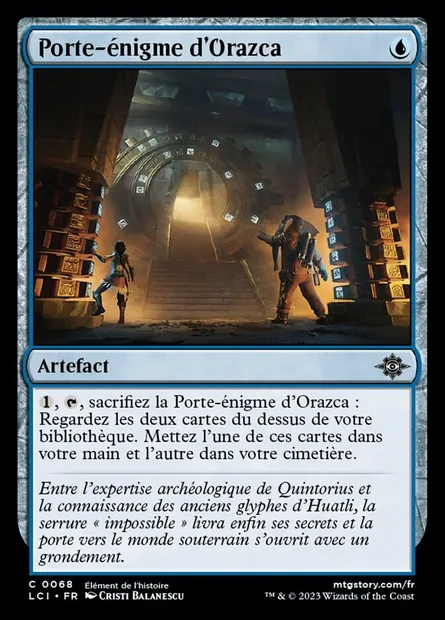 Porte-énigme d'Orazca, carte Magic LCI 68 — extension The Lost Caverns of Ixalan