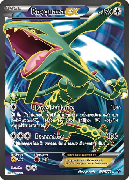 Rayquaza EX, carte Pokémon ROS 104 — extension Ciel Rugissant