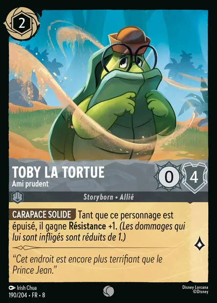 Toby la Tortue - Ami prudent, carte Disney Lorcana CH8-190 — extension Le Règne de Jafar