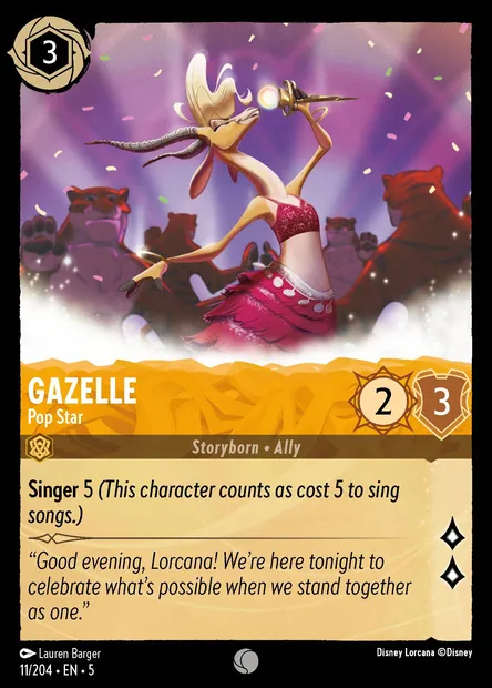 Gazelle - Pop Star, Disney Lorcana card CH5-011 — Shimmering Skies set