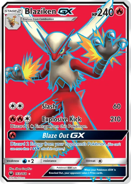 Blaziken GX, Pokémon card CES 153 — Celestial Storm set
