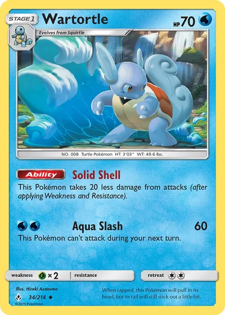 Wartortle, Pokémon card UNB 34 — Unbroken Bonds set