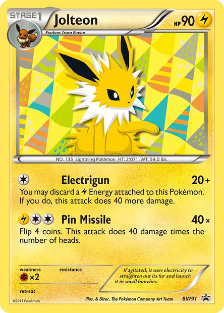 Jolteon, Pokémon card BW 91 — BW Black Star Promos set