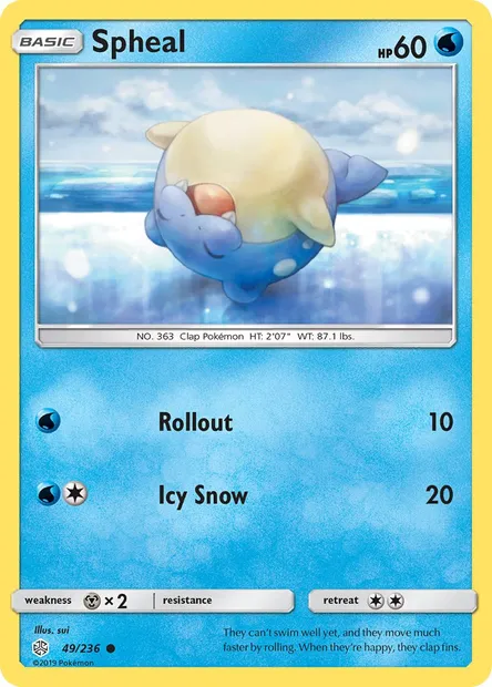 Spheal, Pokémon card CEC 49 — Cosmic Eclipse set