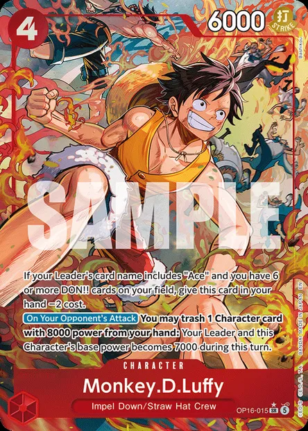 Monkey.D.Luffy, One Piece card OP16-015 — THE TIME OF BATTLE set