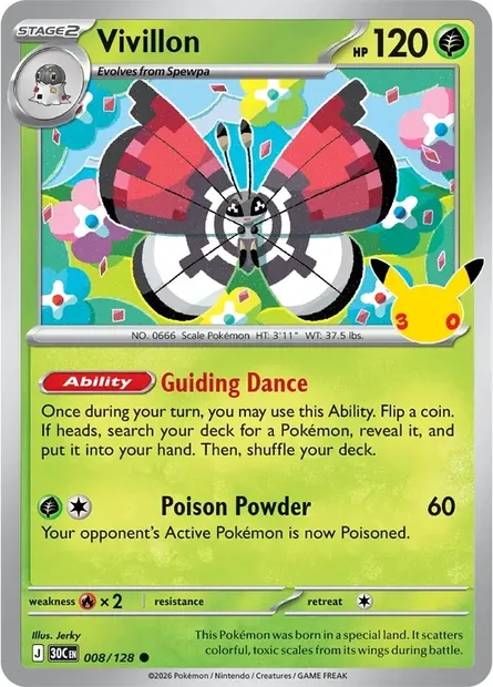 Vivillon, Pokémon card 30C 008 — 30th Celebration set