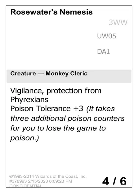 Rosewater's Nemesis, carte Magic UNK UW05 — extension Unknown Event