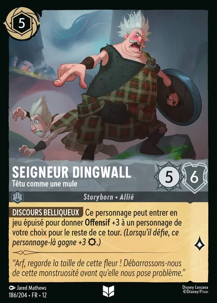 Seigneur Dingwall - Têtu comme une mule, carte Disney Lorcana CH12-186 — extension Contrées Inconnues