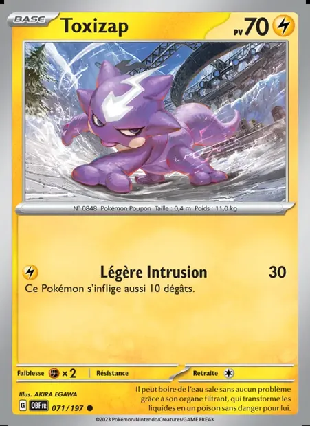 Toxizap, carte Pokémon OBF 071 — extension Flammes Obsidiennes