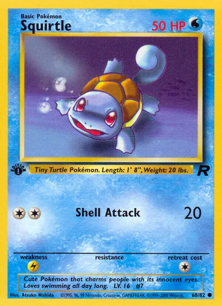 Squirtle, Pokémon card TR 68 — Team Rocket set
