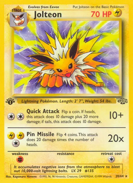 Jolteon, Pokémon card JU 20 — Jungle set