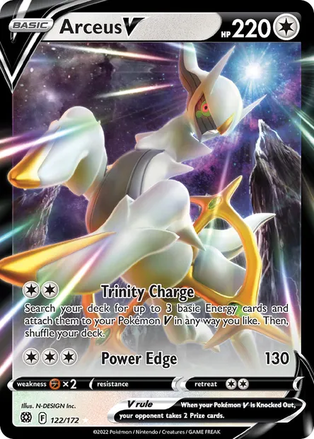 Arceus V, Pokémon card BRS 122 — Brilliant Stars set