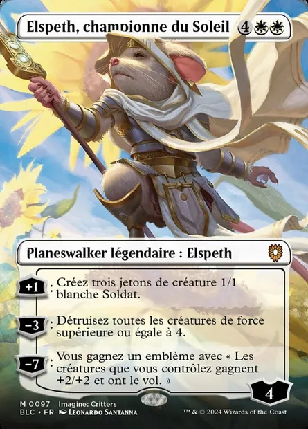 Elspeth, championne du Soleil, carte Magic BLC 97 — extension Bloomburrow Commander