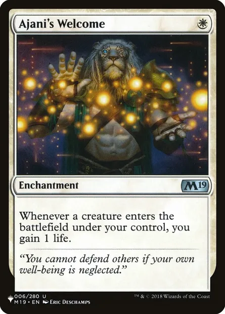 Ajani's Welcome, Magic card PLST M19-6 — The List set