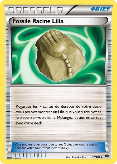 Fossile Racine Lilia, carte Pokémon PLB 87 — extension Explosion Plasma