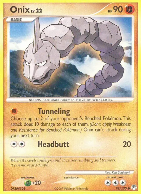 Onix, carte Pokémon DP 92 — extension Diamant & Perle