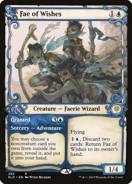 Fae des souhaits // Exaucé, carte Magic ELD 282 — extension Throne of Eldraine