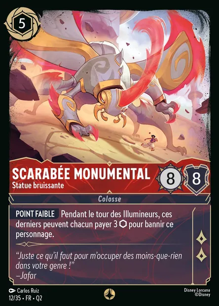 Scarabée monumental - Statue bruissante, carte Disney Lorcana Q2-012 — extension Quête des Illumineurs: Vol au palais