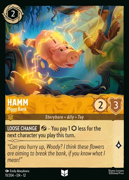 Hamm - Piggy Bank, Disney Lorcana card CH12-011 — Wilds Unknown set