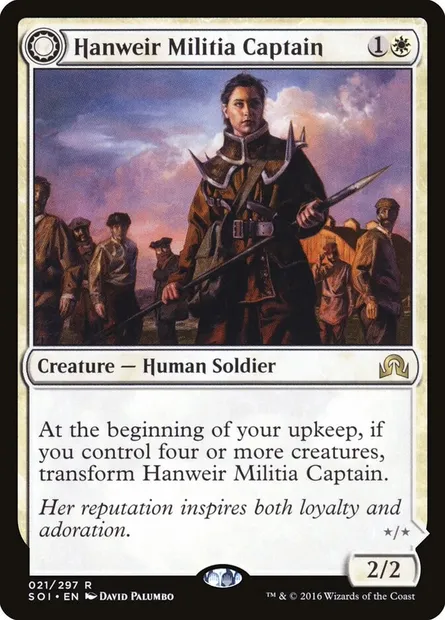 Hanweir Militia Captain // Westvale Cult Leader, Magic card SOI 21 — Shadows over Innistrad set