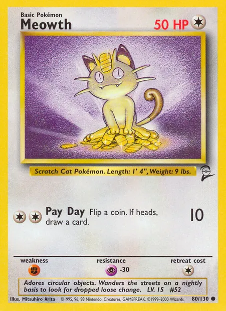 Meowth, Pokémon card B2 80 — Base Set 2 set
