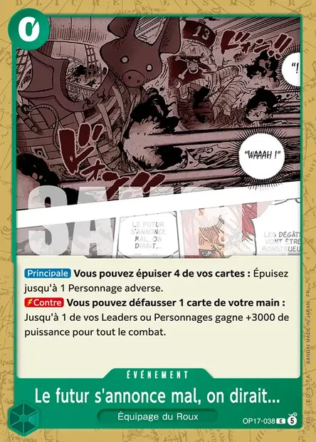 Le futur s'annonce mal, on dirait..., carte One Piece OP17-038 — extension LES GUERRIERS LES PLUS PUISSANTS AU MONDE