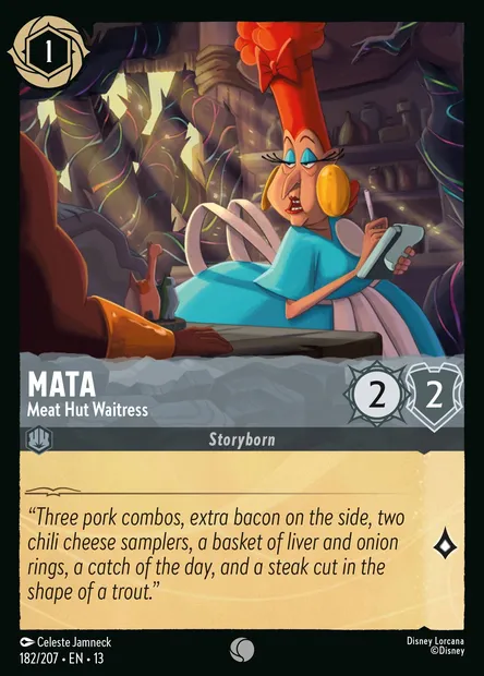 Mata - Meat Hut Waitress, Disney Lorcana card CH13-182 — Attack of the Vine! set