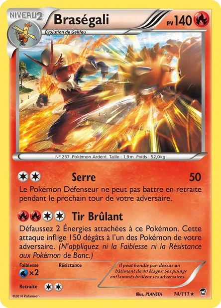 Braségali, carte Pokémon FFI 14 — extension Poings Furieux