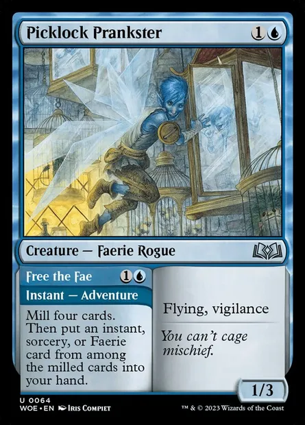 Picklock Prankster // Free the Fae, Magic card WOE 64 — Wilds of Eldraine set