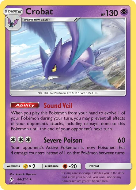 Crobat, Pokémon card UNB 66 — Unbroken Bonds set