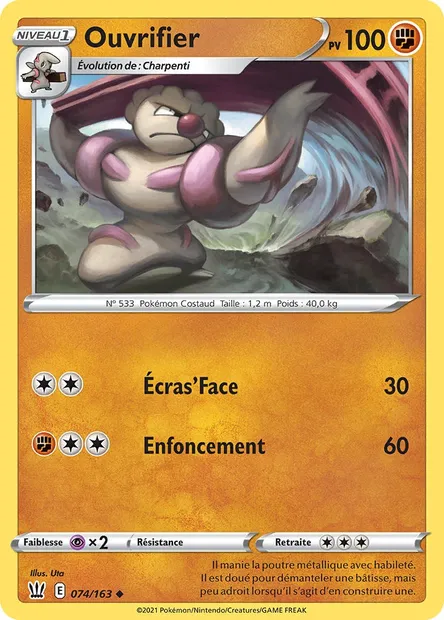 Ouvrifier, carte Pokémon BST 74 — extension Styles de combat