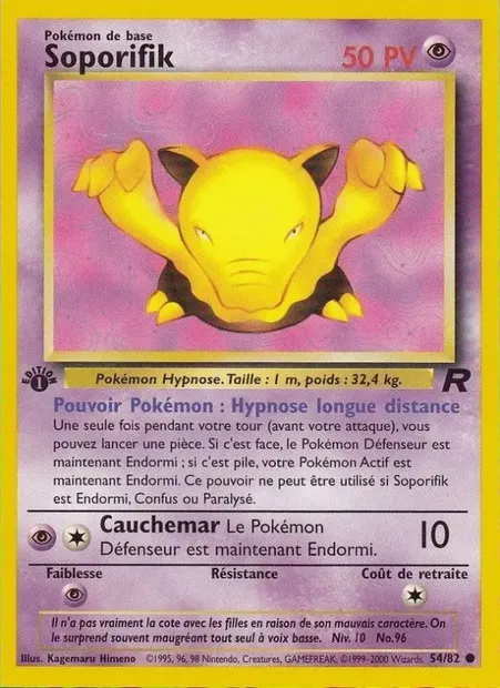 Soporifik, carte Pokémon TR 54 — extension Team Rocket