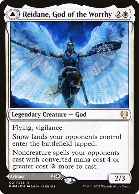 Reidane, God of the Worthy // Valkmira, Protector's Shield, Magic card KHM 21 — Kaldheim set