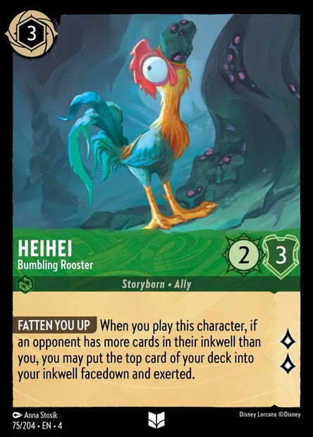 HeiHei - Bumbling Rooster, Disney Lorcana card CH4-075 — Ursula's Return set