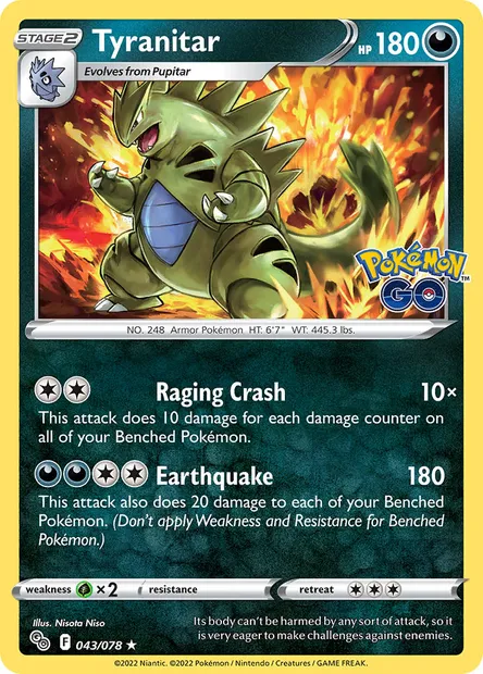 Tyranitar, Pokémon card PGO 043 — Pokémon GO set