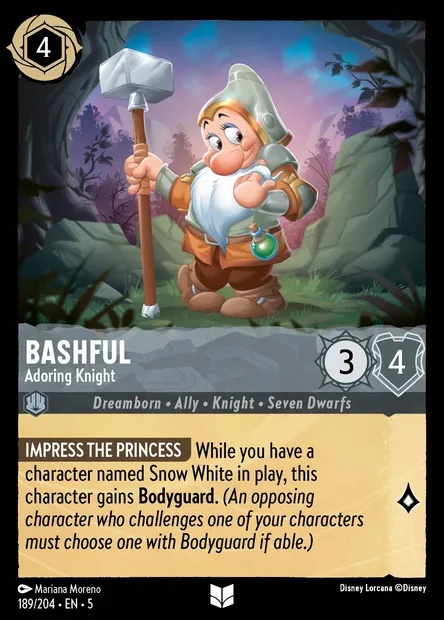 Bashful - Adoring Knight, Disney Lorcana card CH5-189 — Shimmering Skies set