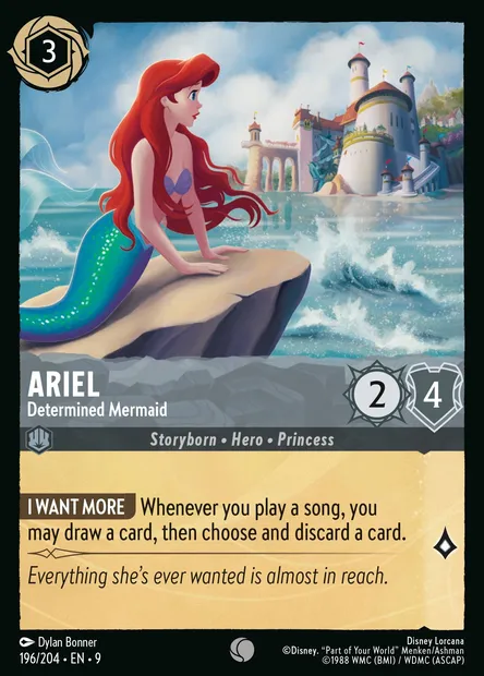 Ariel - Determined Mermaid, Disney Lorcana card CH9-196 — Fabled set