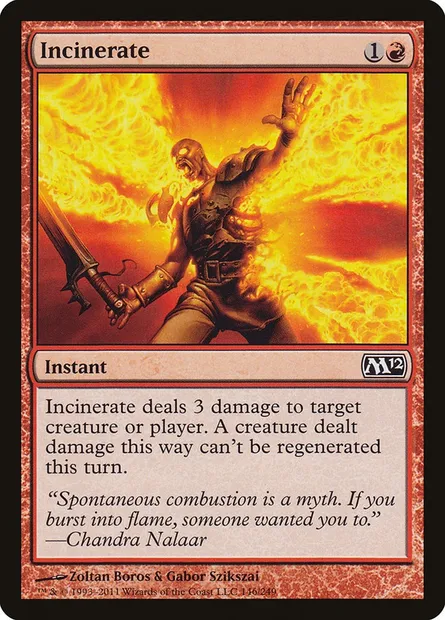 Incinerate, Magic card M12 146 — Magic 2012 set