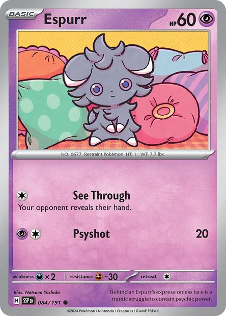 Espurr, Pokémon card SSP 084 — Surging Sparks set