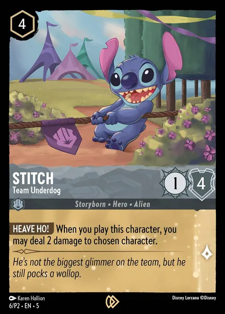 Stitch - Team Underdog, Disney Lorcana card P2-006 — P2 set