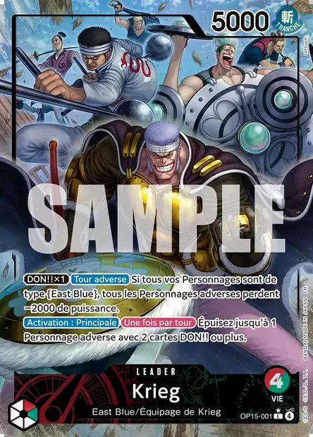 Krieg, carte One Piece OP15-001 — extension AVENTURE SUR L'ÎLE DE DIEU