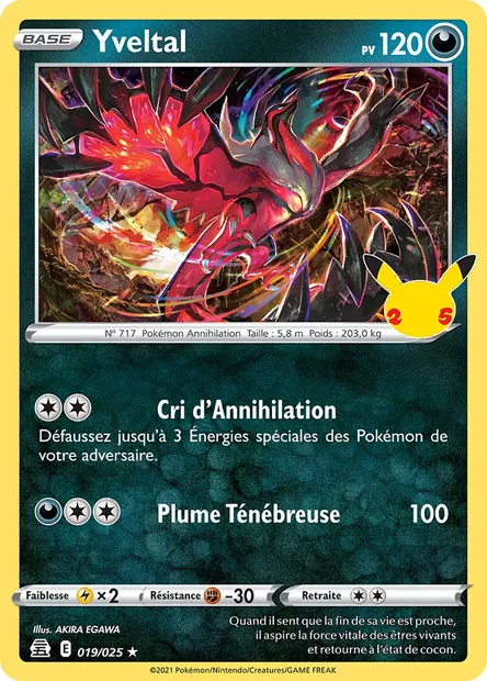 Yveltal, carte Pokémon CEL 19 — extension Célébrations