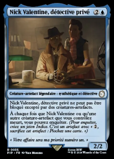 Nick Valentine, détective privé, carte Magic PIP 35 — extension Fallout