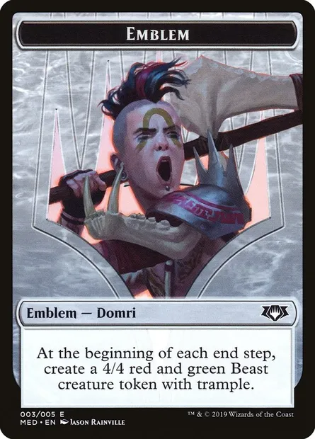 Domri, Chaos Bringer Emblem, carte Magic TMED R3 — extension Mythic Edition Tokens